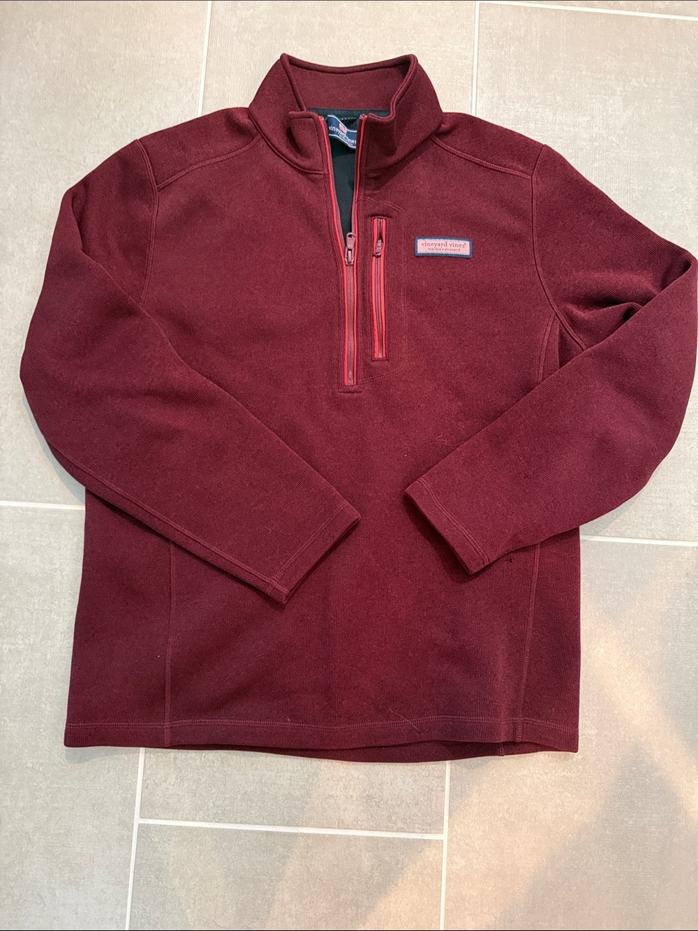 Vineyard Vines Men's Zip-Up Pullover Sweater - Burgundy